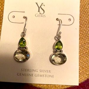 Sterling silver, peas iolite, and peridot earrings